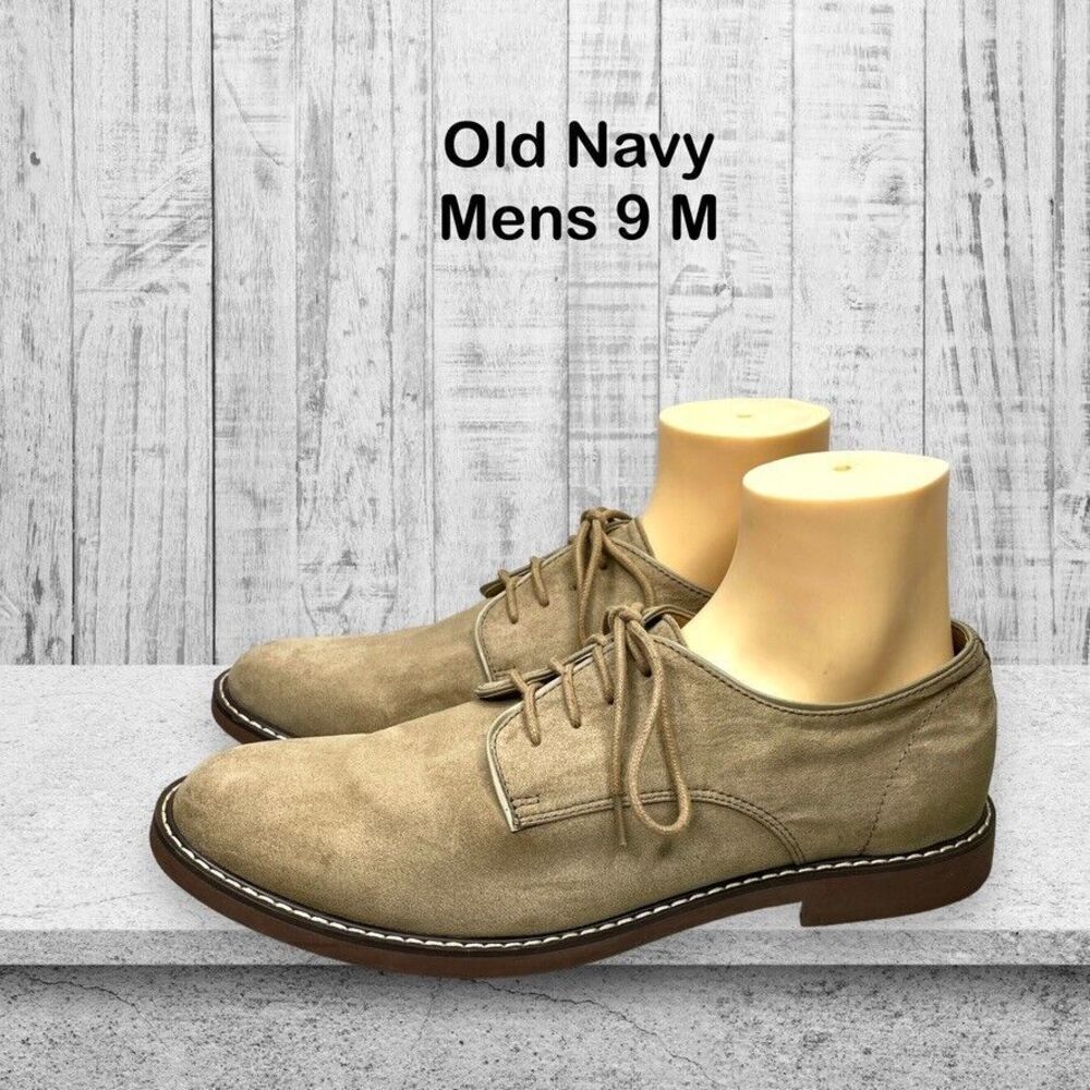 Old Navy Men's Sand Faux Suede Plain Oxford Dress Shoe Size 9 M